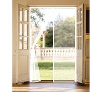 Door Fly Screen 180 x 195 cm with Powerful Magnets Automatically Closes and Magic Tape, Install Without, Keep Bugs Out, Magnetic Door Curtains Fly Screen for Balcony, White
