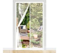 Door Fly Screen 180 x 211 cm with Powerful Magnets Automatically Closes and Magic Tape, Install Without, Keep Bugs Out, Screen Doors with Magnets for Balcony Door, White