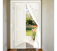 Door Fly Screen 195 x 170 cm Anti Mosquito Mesh Curtain with Powerful Magnets and Full Frame Hook&Loop, No Gap, Keep Bugs Out Lets Fresh Air in, Kid and Pet Friendly, White
