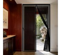 Door Fly Screen 195 x 175 cm Magnetic Flying Insect Door with Powerful Magnets and Full Frame Hook&Loop, No Gap, Keep Bugs Out Lets Fresh Air in, Kid and Pet Friendly, Black