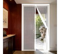 Door Fly Screen 200 x 270 cm Magnetic Fly Screen Door Curtain with Powerful Magnets and Full Frame Hook&Loop, No Gap, Keep Bugs Out Lets Fresh Air in, Kid and Pet Friendly, White