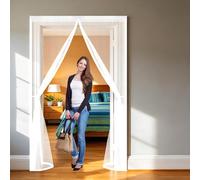 Door Fly Screen 200 x 290 cm Keep Bugs Out Lets Fresh Air in, with Powerful Magnets and Full Frame Hook&Loop, No Gap, Durable Door Fly Screen Curtain Kid and Pet Friendly, White