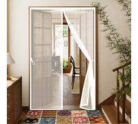 Door Fly Screen 205 x 187 cm Powerful Magnets and Magic Tape, No Drill Installation, Automatically Closes Keeps Bugs Out Anti Mosquito Mesh Curtain for Sliding Door, White