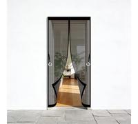 Door Fly Screen 210 x 140 cm Frame Hook & Loop Keep Bugs Out Lets Fresh Air in No Gap Magnetic Fly Screen for Doors for Patio Doors Balcony Sliding Door, Black