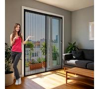 Door Fly Screen 210 x 215 cm Keep Bugs Out Lets Fresh Air in, with Powerful Magnets and Full Frame Hook&Loop, No Gap, Durable Door Fly Screen Curtain Kid and Pet Friendly, Black