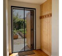 Door Fly Screen 220 x 120 cm Magnetic Fly Screen for Doors with Powerful Magnets and Full Frame Hook&Loop, No Gap, Keep Bugs Out Lets Fresh Air in, Kid and Pet Friendly, Black
