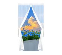 Door Fly Screen 250 x 200 cm Keep Bugs Out, Full Frame Magic Tape, Powerful Magnets, Self Sealing, No Drill Installation, Door Fly Screen Curtain for Balcony Bedroom Doors, White