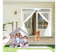 Door Fly Screen 250 x 200 cm Keep Bugs Out, Full Frame Magic Tape, Powerful Magnets, Self Sealing, No Drill Installation, Magnetic Door Fly Screen for Balcony Bedroom Doors, White