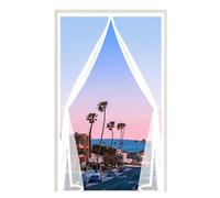 Door Fly Screen 250 x 200 cm Keep Bugs Out, Full Frame Magic Tape, Powerful Magnets, Self Sealing, No Drill Installation, Self-Sealing Bug Mesh for Balcony Bedroom Doors, White