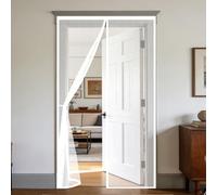 Door Fly Screen 250 x 200 cm Magnetic Insect Door Screen with Powerful Magnets and Full Frame Hook&Loop, No Gap, Keep Bugs Out Lets Fresh Air in, Kid and Pet Friendly, White