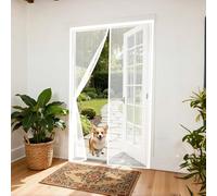 Door Fly Screen 52 x 200 cm Powerful Magnets and Magic Tape, No Drill Installation, Automatically Closes Keeps Bugs Out Door Curtains to Stop Flies for Sliding, White