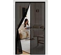 Door Fly Screen 52 x 240 cm Automatically Closes Keeps Bugs Out, Powerful Magnets and Magic Tape, No Drill Installation, Magnetic Screen Door Curtain Pet & Kid Friendly, Black