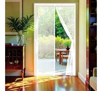 Door Fly Screen 52 x 243 cm Automatically Closes Keeps Bugs Out, Powerful Magnets and Magic Tape, No Drill Installation, Screen Doors with Magnets for Sliding Door, White