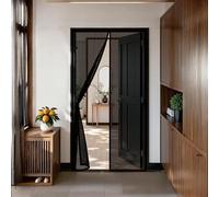 Door Fly Screen 52 x 246 cm Powerful Magnets and Magic Tape, No Drill Installation, Automatically Closes Keeps Bugs Out Door Curtains to Stop Flies for Sliding, Black