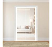 Door Fly Screen 56 x 198 cm Without Drilling, with Strong Magnets and Magic Band, Automatically Closes, Keep Insects Screen Doors with Magnets for Kitchen, White