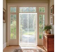 Door Fly Screen 56 x 198 cm Without Drilling, with Strong Magnets and Magic Band, Automatically Closes, Keep Insects Mosquito Door Screen, Fly Nets for Doors for Bedroom, White