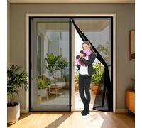 Door Fly Screen 60 x 60 cm Keep Bugs Out Lets Fresh Air in, with Powerful Magnets and Full Frame Hook&Loop, No Gap, Fly Insect Screen Mesh Door Curtain Kid and Pet Friendly, Black