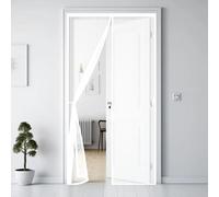 Door Fly Screen 63 x 214 cm Automatically Closes Keeps Bugs Out, Powerful Magnets and Magic Tape, No Drill Installation, Door Curtains to Stop Flies Pet & Kid Friendly, White