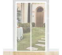 Door Fly Screen 66 x 243 cm Without Drilling, with Strong Magnets and Magic Band, Automatically Closes, Keep Insects Magnetic Door Curtains Fly Screen for Sliding, White
