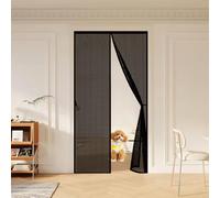 Door Fly Screen 66 x 250 cm with Reinforced Magnetic Strips Auto-Close, No Tools Installation, Keep Insects, Resistente Magnetic Screen Door Curtain for Bedroom, Black