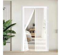 Door Fly Screen 67 x 257 cm Powerful Magnets and Magic Tape, No Drill Installation, Automatically Closes Keeps Bugs Out Magnetic Screenfly Doors Garde L'Air Frais, White