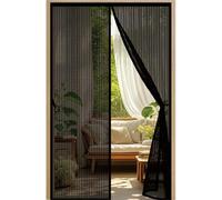 Door Fly Screen 74 x 249 cm with Reinforced Magnetic Strips Auto-Close, No Tools Installation, Keep Insects, Resistente Anti Mosquito Mesh Curtain for Sliding Door, Black