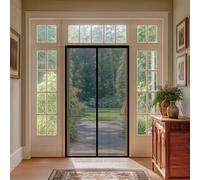 Door Fly Screen 74 x 249 cm Without Drilling, with Strong Magnets and Magic Band, Automatically Closes, Keep Insects Mosquito Door Screen, Fly Nets for Doors for Bedroom, Black