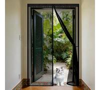 Door Fly Screen 77 x 185 cm Anti Mosquito Mesh Curtain with Powerful Magnets and Full Frame Hook&Loop, No Gap, Keep Bugs Out Lets Fresh Air in, Kid and Pet Friendly, Black
