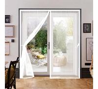 Door Fly Screen 77 x 217 cm Without Drilling, with Strong Magnets and All-Around Magic Band, Snap Shut Automatically, Magnetic Door Screen Fly Bug Kid and Pet Friendly, White