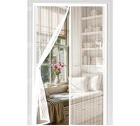 Door Fly Screen 79 x 202 cm, Automatically Closes, Keep Insects, with Strong Magnets and Magic Band, Without Drilling, Screen Doors with Magnets Pet & Kid Friendly, White