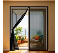 Door Fly Screen 81 x 240 cm Anti Mosquito Mesh Curtain with Powerful Magnets and Full Frame Hook&Loop, No Gap, Keep Bugs Out Lets Fresh Air in, Kid and Pet Friendly, Black