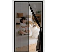 Door Fly Screen 81 x 247 cm Powerful Magnets and Magic Tape, No Drill Installation, Automatically Closes Keeps Bugs Out Magnetic Door Curtains Fly Screen for Sliding, Black