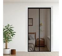 Door Fly Screen 81 x 247 cm Powerful Magnets and Magic Tape, No Drill Installation, Automatically Closes Keeps Bugs Out Anti Mosquito Mesh Curtain for Sliding Door, Black