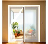 Door Fly Screen 81 x 300 cm Anti Mosquito Mesh Curtain with Powerful Magnets and Full Frame Hook&Loop, No Gap, Keep Bugs Out Lets Fresh Air in, Kid and Pet Friendly, White