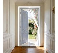 Door Fly Screen 81 x 85 cm Magnetic Fly Screen Curtain with Powerful Magnets and Full Frame Hook&Loop, No Gap, Keep Bugs Out Lets Fresh Air in, Kid and Pet Friendly, White