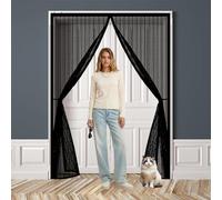 Door Fly Screen 85 x 220 cm Keep Bugs Out, Full Frame Magic Tape, Powerful Magnets, Self Sealing, No Drill Installation, Fly Screen Balcony Door for Balcony Bedroom Doors, Black