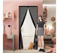 Door Fly Screen 85 x 220 cm Keep Bugs Out, Full Frame Magic Tape, Powerful Magnets, Self Sealing, No Drill Installation, Magnetic Door Fly Screen for Balcony Bedroom Doors, Black