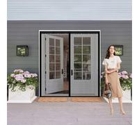 Door Fly Screen 85 x 220 cm Keep Bugs Out, Full Frame Magic Tape, Powerful Magnets, Self Sealing, No Drill Installation, Magnetic Fly Screen Doors for Balcony Bedroom Doors, Black