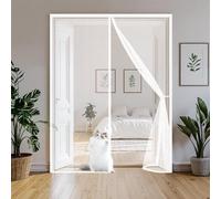 Door Fly Screen 85 x 225 cm with Reinforced Magnetic Strips Auto-Close, No Tools Installation, Keep Insects, Magnetic Door Curtains Fly Screen Kid and Pet Friendly, White