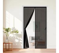 Door Fly Screen 88 x 179 cm Without Drilling, with Strong Magnets and Magic Band, Automatically Closes, Keep Insects Magnetic Fly Screen Door Curtain for Kitchen, Black