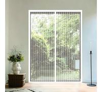 Door Fly Screen 89 x 267 cm, Automatically Closes, Keep Insects, with Strong Magnets and Magic Band, Without Drilling, Anti Mosquito Mesh Curtain Pet & Kid Friendly, White