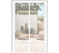 Door Fly Screen 90 x 222 cm Snap Shut Automatically Insect with Full Frame Magic Tape&Powerful Magnets, No Drill Installation Door Curtains to Stop Flies for Kitchen, White