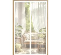 Door Fly Screen 90 x 222 cm with Reinforced Magnetic Strips Auto-Close, No Tools Installation, Keep Insects, Resistente Anti Mosquito Mesh Curtain for Sliding Door, White