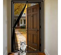 Door Fly Screen 92 x 185 cm Anti Mosquito Mesh Curtain with Powerful Magnets and Full Frame Hook&Loop, No Gap, Keep Bugs Out Lets Fresh Air in, Kid and Pet Friendly, Black