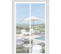 Door Fly Screen 93 x 232 cm with Powerful Magnets Automatically Closes and Magic Tape, Install Without, Keep Bugs Out, Patio Curtain Insect Mesh for Patio Door, White