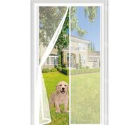 Door Fly Screen 94 x 196 cm with Powerful Magnets Automatically Closes and Magic Tape, Install Without, Keep Bugs Out, Magnetic Screen Door Curtain for Patio, White