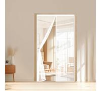 Door Fly Screen 95 x 277 cm Snap Shut Automatically Insect with Full Frame Magic Tape&Powerful Magnets, No Drill Installation Magnetic Screen Door Curtain for Bedroom, White