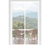 Door Fly Screen 97 x 227 cm with Powerful Magnets Automatically Closes and Magic Tape, Install Without, Keep Bugs Out, Tearing Mosquito Door Net for Balcony, White