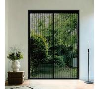 Door Fly Screen 97 x 277 cm, Automatically Closes, Keep Insects, with Strong Magnets and Magic Band, Without Drilling, Anti Mosquito Mesh Curtain Pet & Kid Friendly, Black