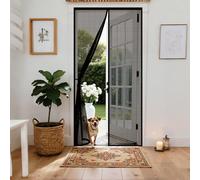 Door Fly Screen 99 x 250 cm with Reinforced Magnetic Strips Auto-Close, No Tools Installation, Keep Insects, Resistente Magnetic Door Screens, Mesh Screen for Bedroom, Black